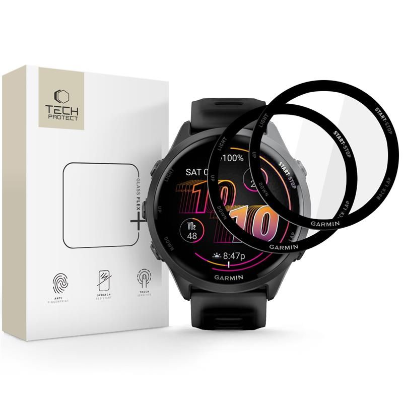 Tech-Protect Glass Flex+ 2-pack hybrid glass jaoks Garmin Forerunner 970 / 570 47 mm - must