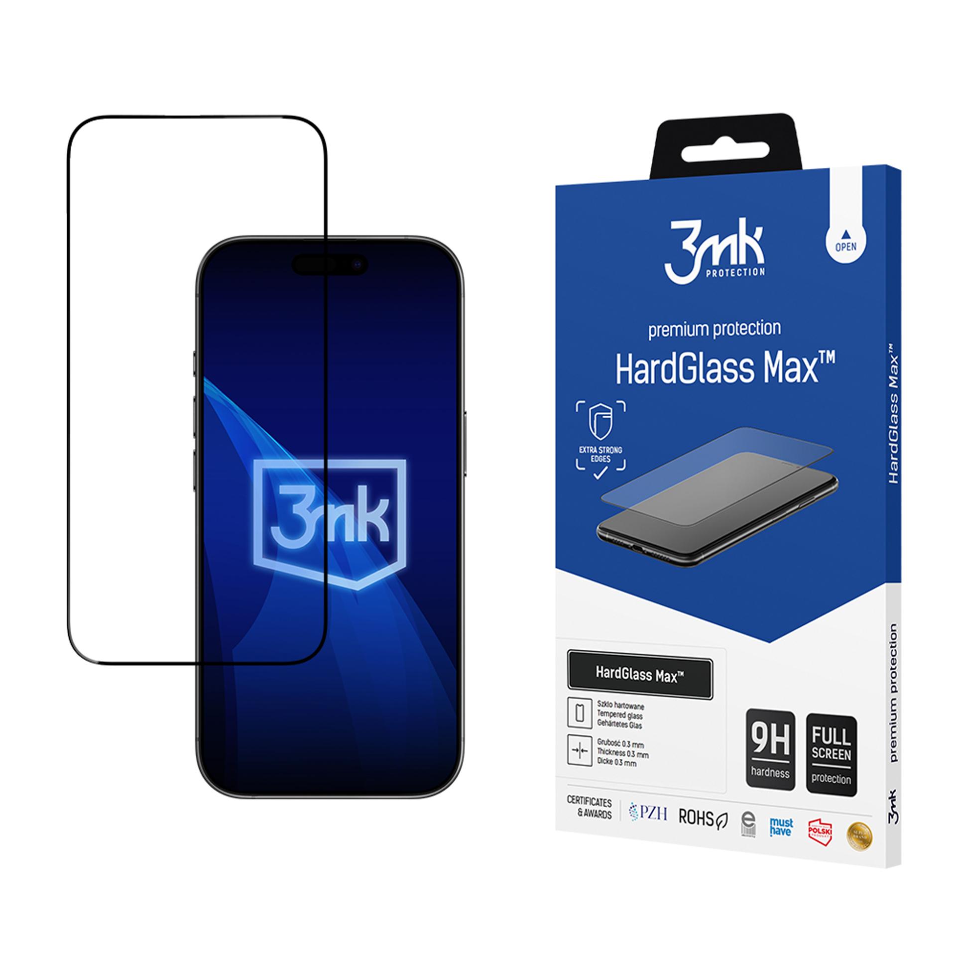 Reinforced karastatud klaas 3mk HardGlass Max Must jaoks iPhone 17 Air