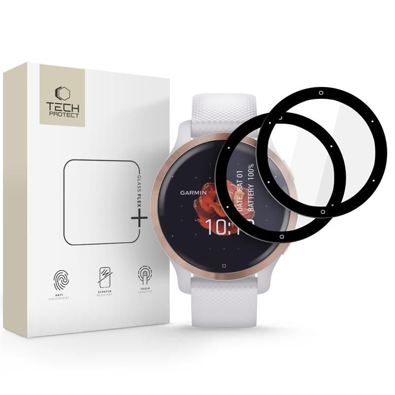 Tech-Protect Glass Flex+ 2-pack hybrid glass jaoks Garmin Venu 2S - must