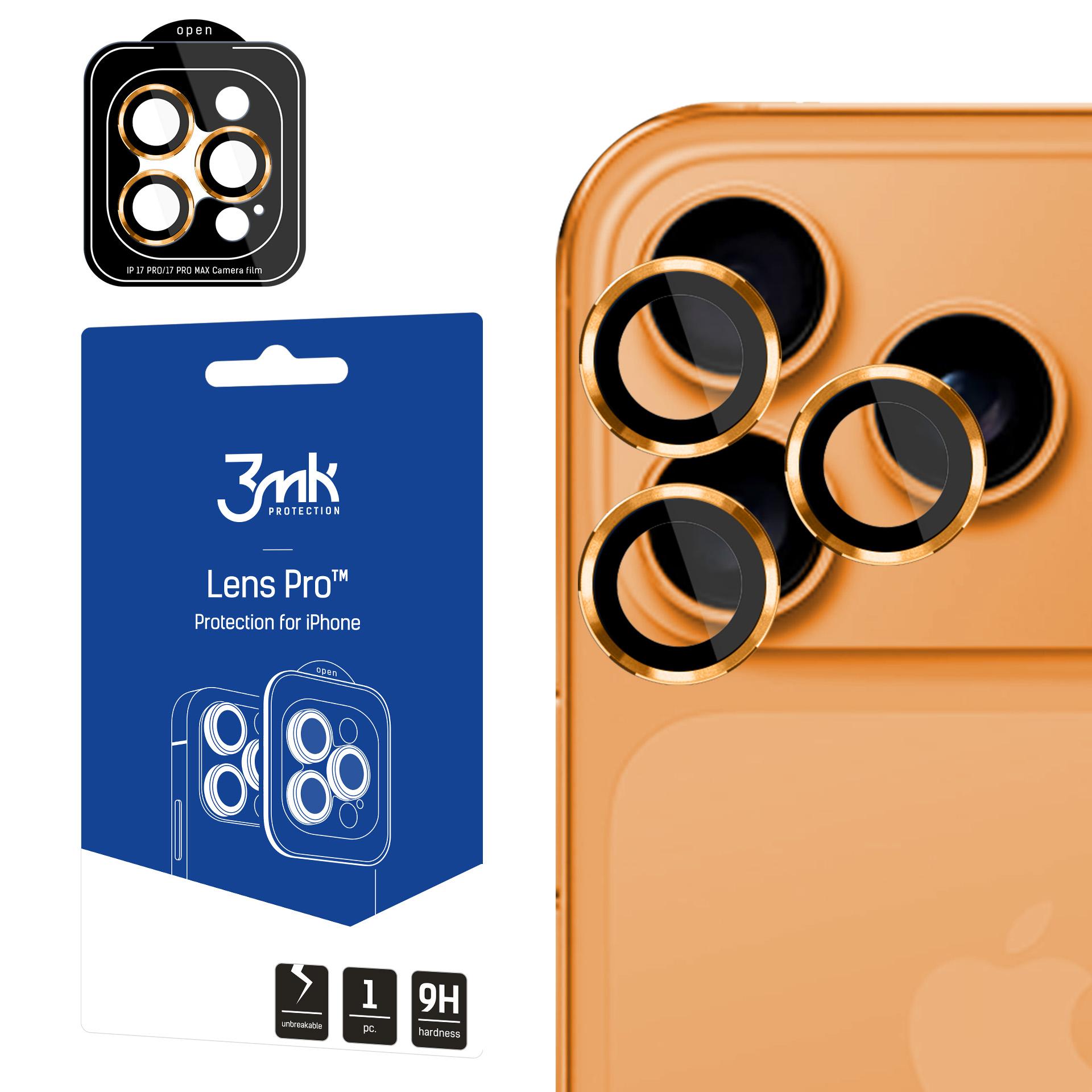 3mk Lens Protection Pro Karastatud klaas jaoks iPhone 17 Pro / 17 Pro Max - Oranž