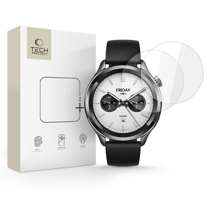 Tech-Protect Glass Fit+ 2-pack karastatud klaas jaoks Xiaomi Watch S4 - läbipaistev