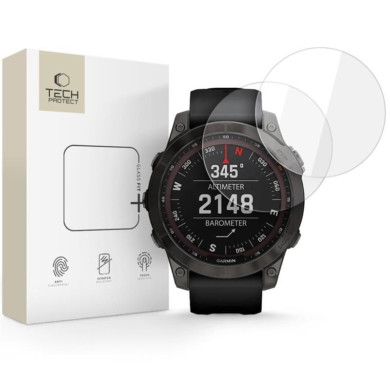 Tech-Protect Glass Fit+ 2-pack karastatud klaas jaoks Garmin Fenix 7 / 7 Pro - läbipaistev