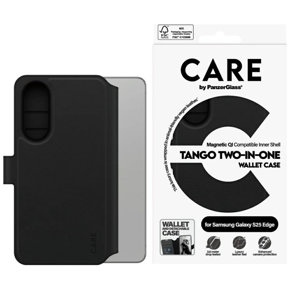CARE by PanzerGlass Feature Tango 2in1 Wallet Qi Ümbris jaoks Samsung Galaxy S25 Edge - Must