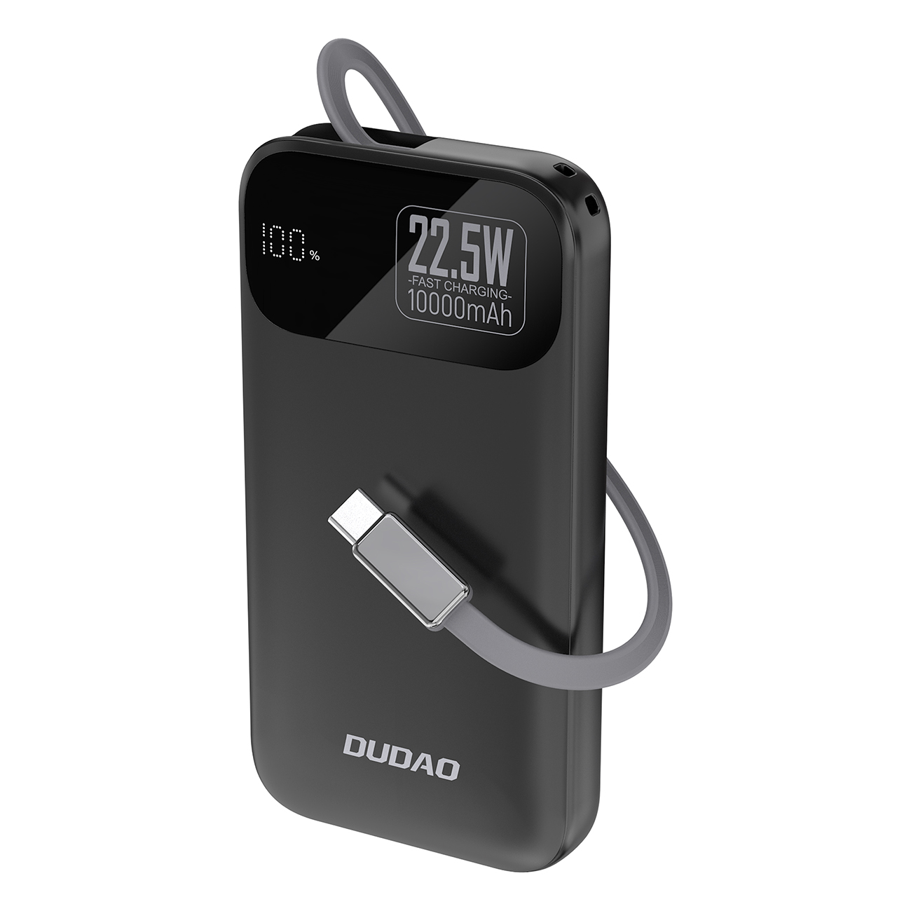Dudao K31 10000 mAh 22.5W PD Powerbank sisseehitatud kaabliga - must