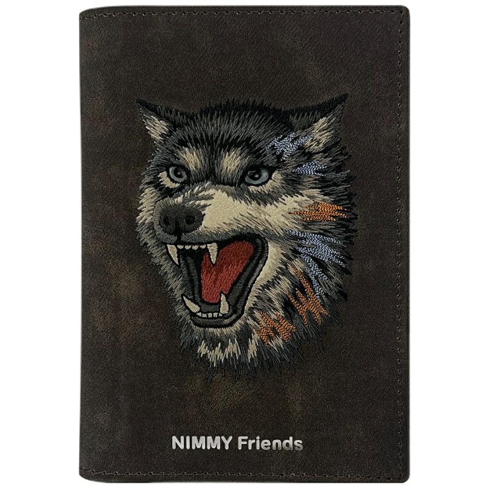Nimmy Raptor Wolf Passport/Wallet Ümbris - Brown