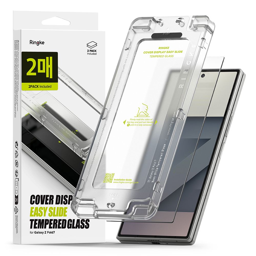 Ringke Cover Display Easy Slide Karastatud klaas 2-pack jaoks Samsung Galaxy Z Fold 7 - Läbipaistev
