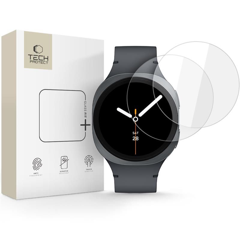 Tech-Protect Glass Fit+ 2-pack karastatud klaas jaoks Samsung Galaxy Watch 8 44 mm - läbipaistev