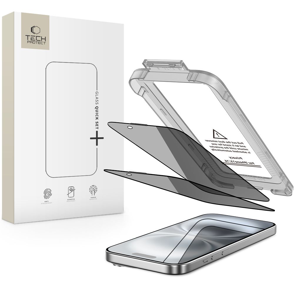 Tech-Protect Quick Set Spy+ Privaatsus Glass 2-pack jaoks iPhone 15 / 16