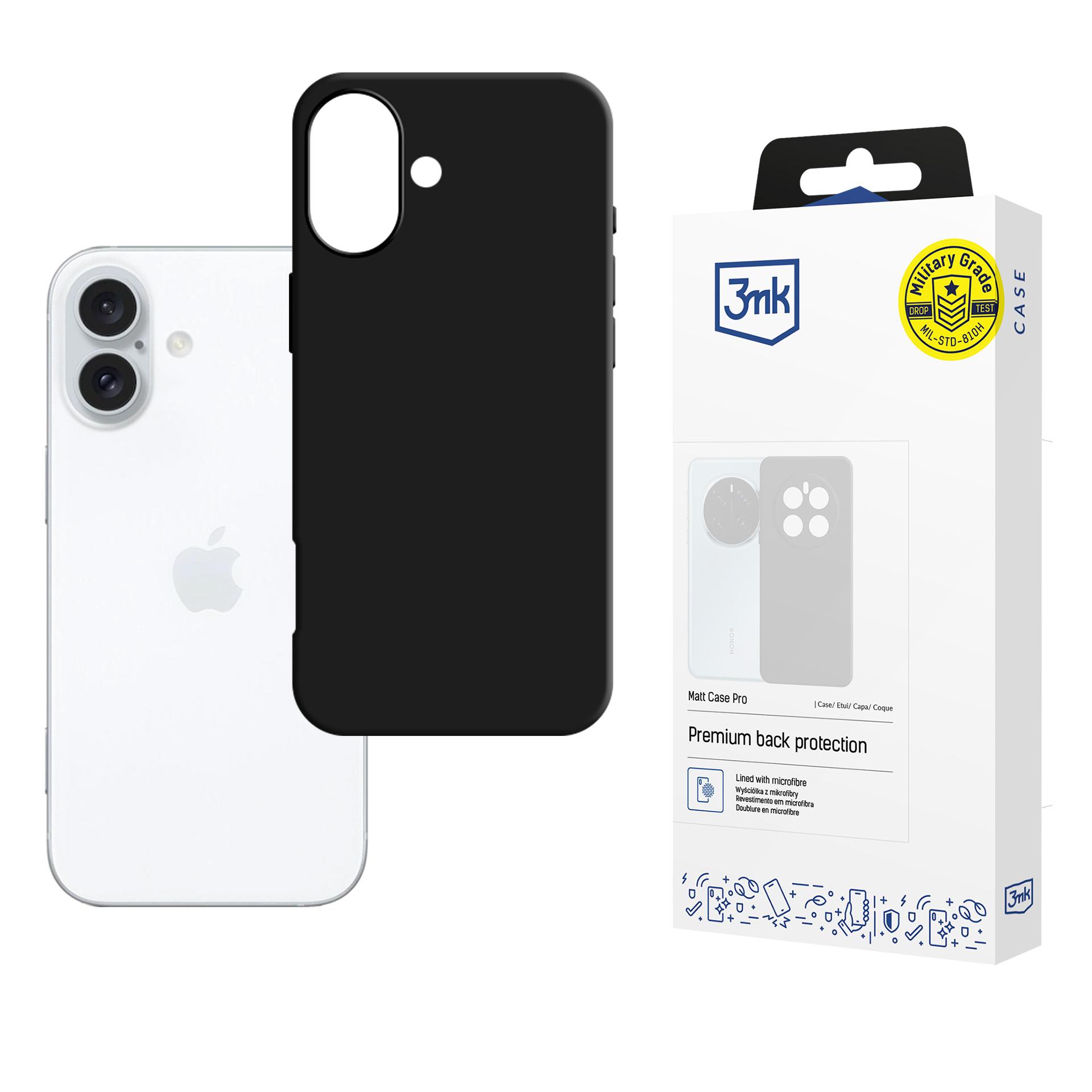 3mk Matt Ümbris Pro jaoks Apple iPhone 16 Plus - Matt Must