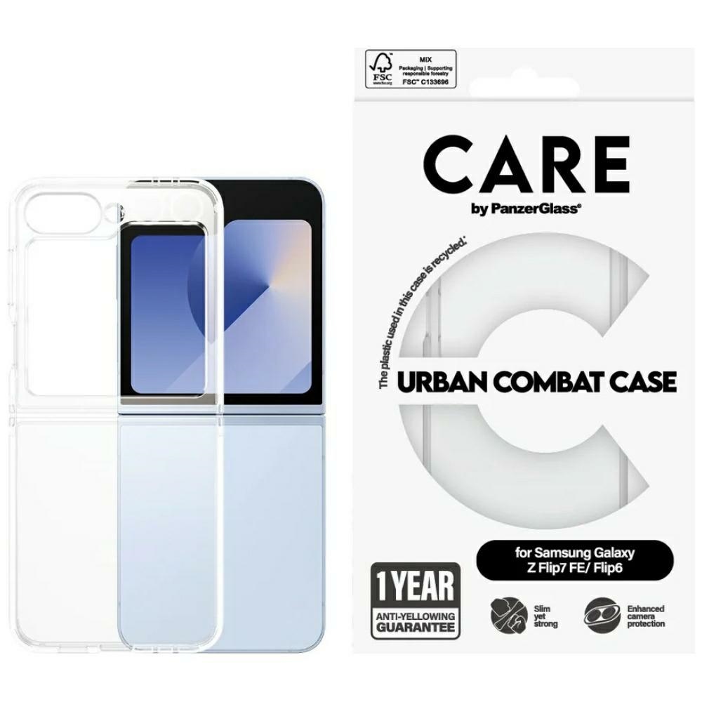 CARE by PanzerGlass Flagship Urban Combat Ümbris jaoks Samsung Galaxy Z Flip 7 FE / Flip 6 - Läbipaistev