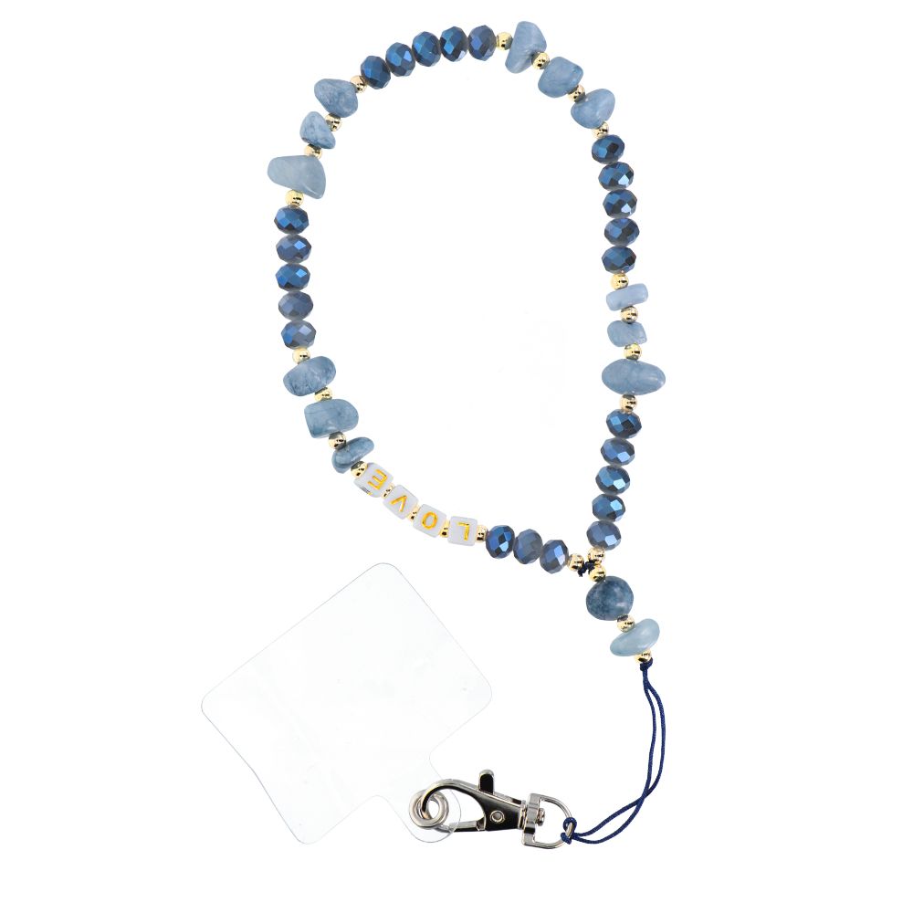 LOVE Phone lanyard, Phone pendant / cord length 44cm (22cm in the loop) / on hand - lite sinine