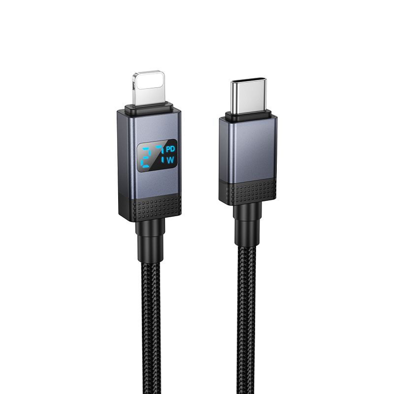 Kaabel USB C to Lightning Hoco PD 27W with display 1 m X118 must