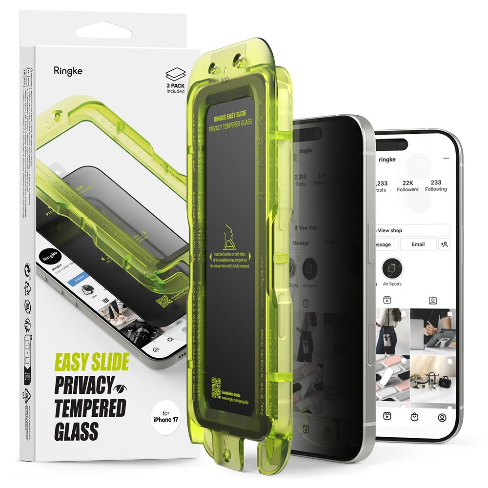 Ringke Easy Slide 2-pack Privaatsus Glass jaoks iPhone 17 - Must