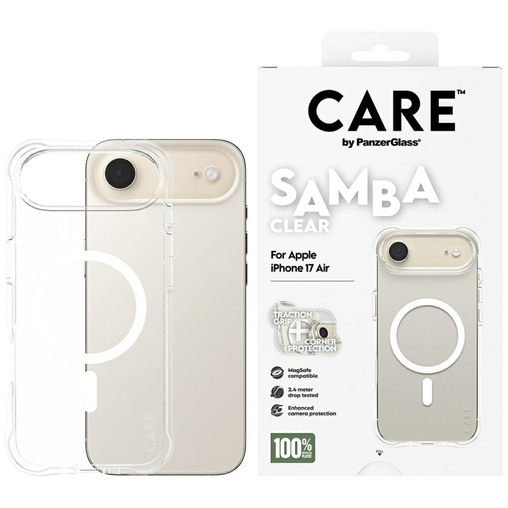CARE by PanzerGlass Fashionable Samba Ümbris w. Valge MagSafe jaoks iPhone Air - Läbipaistev