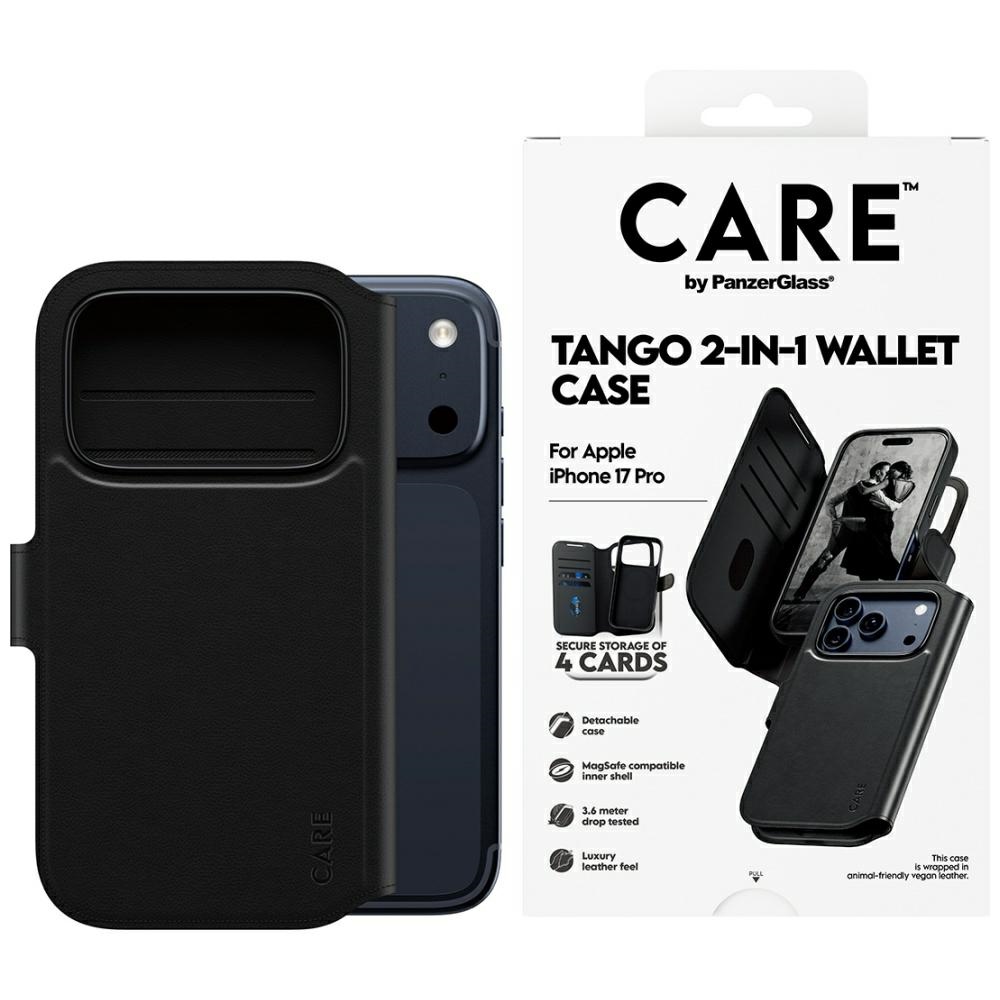 CARE by PanzerGlass Feature Tango 2in1 Wallet Ümbris MagSafe jaoks iPhone 17 Pro - Must