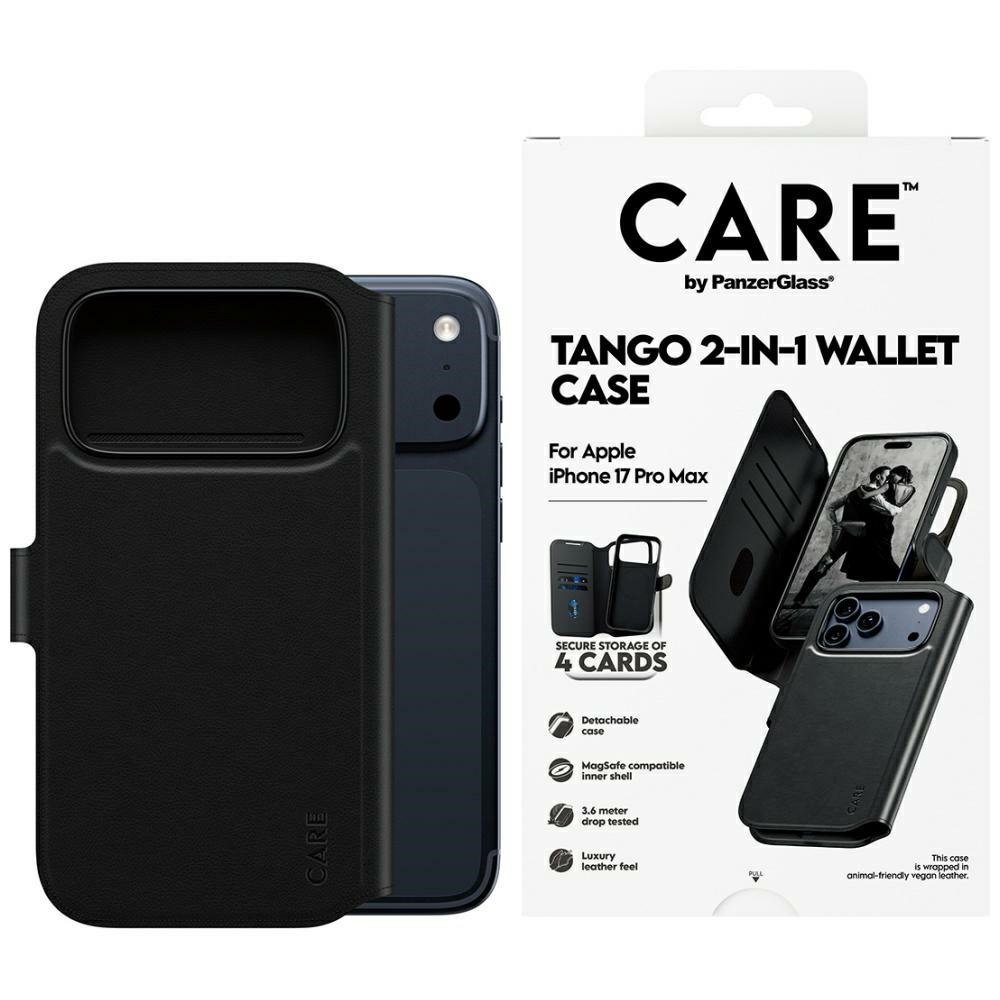CARE by PanzerGlass Feature Tango 2in1 Wallet Ümbris MagSafe jaoks iPhone 17 Pro Max - Must
