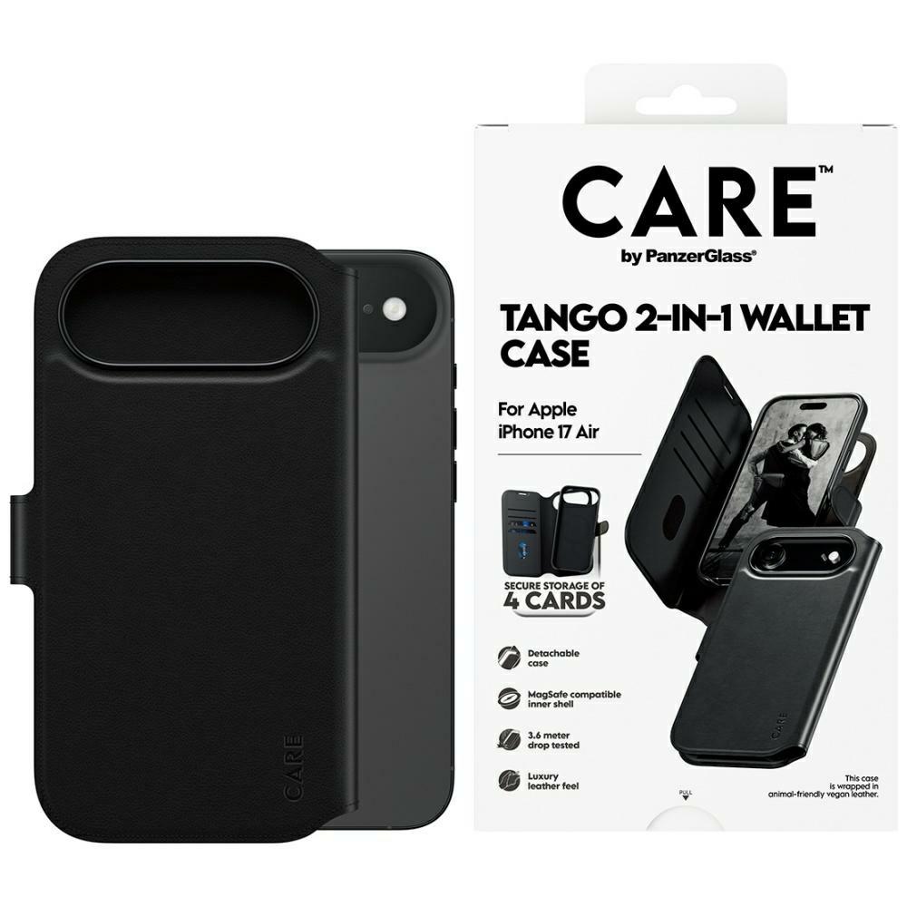 CARE by PanzerGlass Feature Tango 2in1 Wallet Ümbris MagSafe jaoks iPhone Air - Must