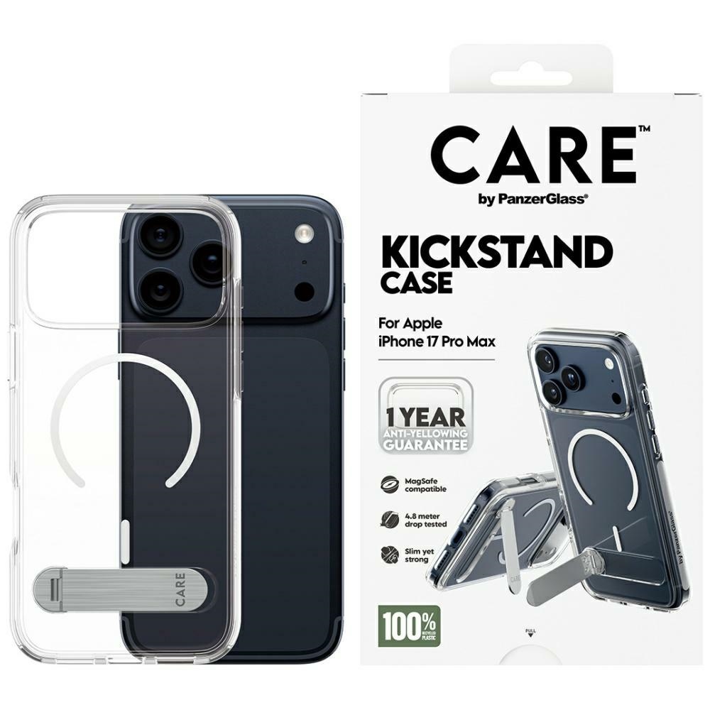 CARE by PanzerGlass Feature Ümbris w. Kickstand MagSafe jaoks iPhone 17 Pro Max - Clear