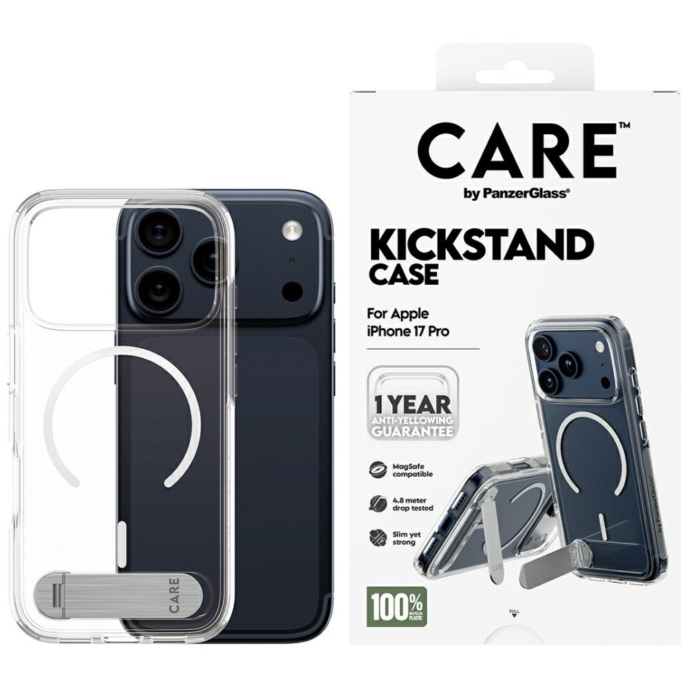 CARE by PanzerGlass Feature Ümbris w. Kickstand MagSafe jaoks iPhone 17 Pro - Clear