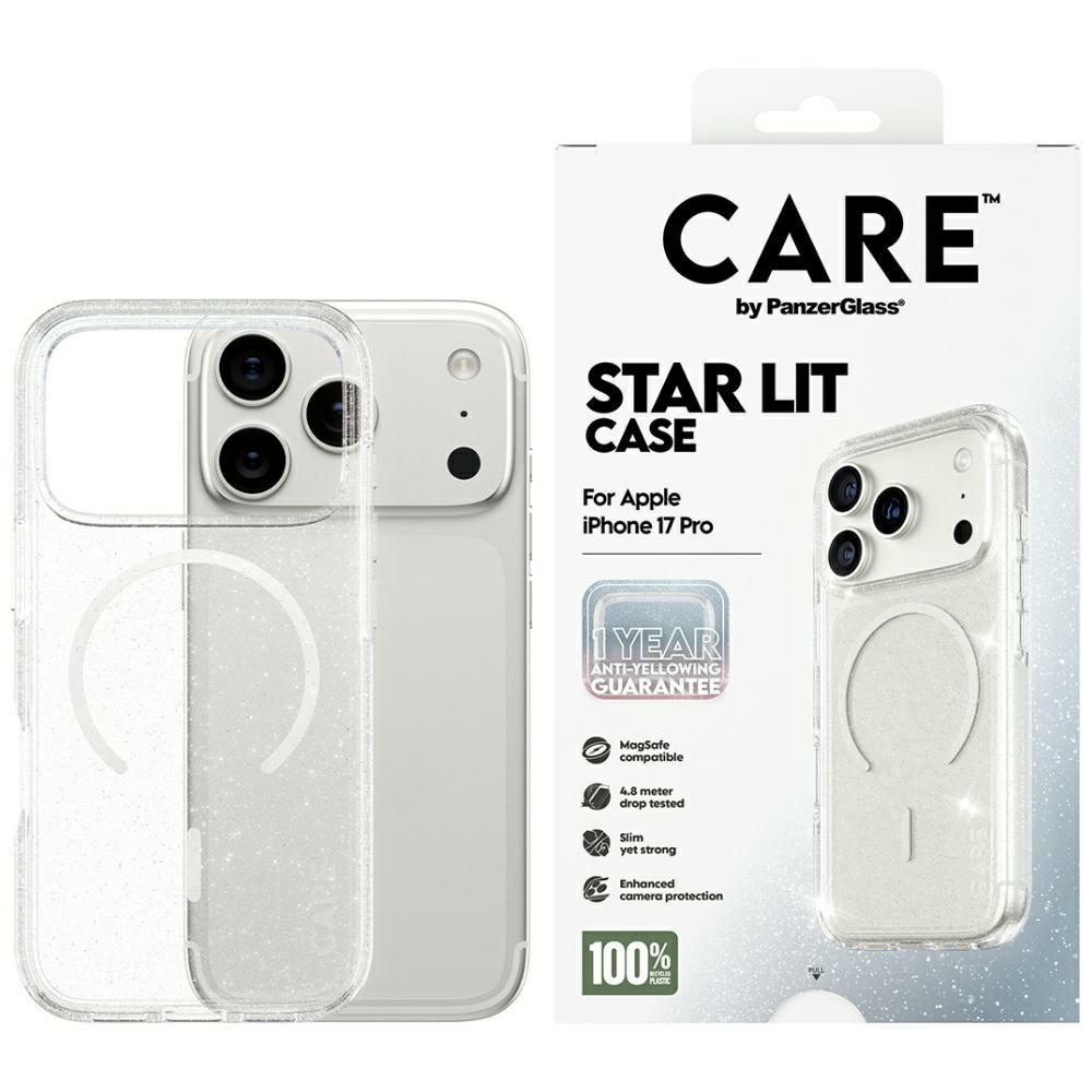 CARE by PanzerGlass Flagship Urban Explorer Ümbris w. Valge MagSafe jaoks iPhone 17 Pro - Clear Glitter
