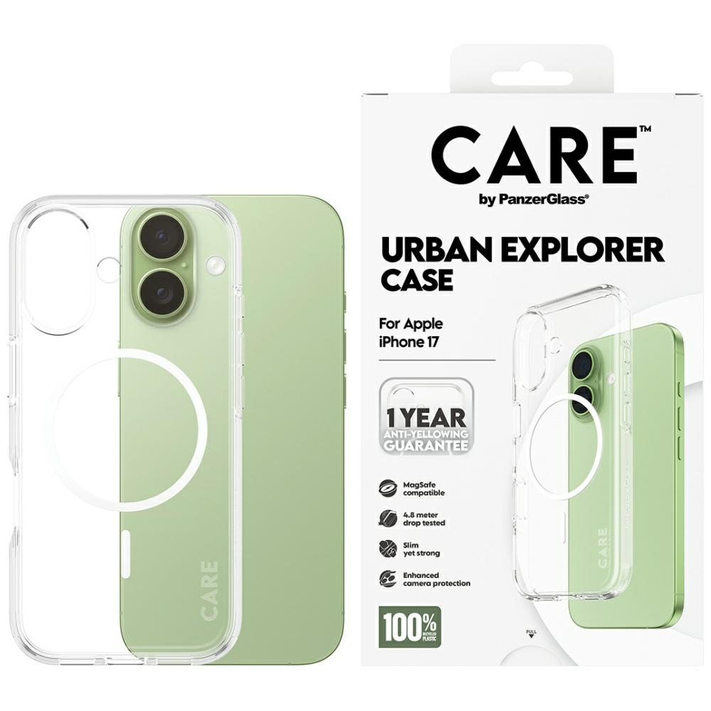 CARE by PanzerGlass Flagship Urban Explorer Ümbris w. Valge MagSafe jaoks iPhone 17 - Läbipaistev