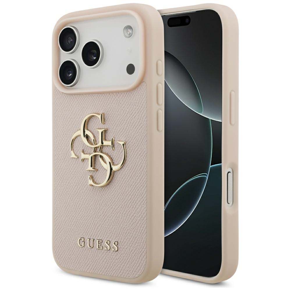 Guess Grained Big 4G & Classic Logo iPhone 17 Pro Ümbris - Roosa