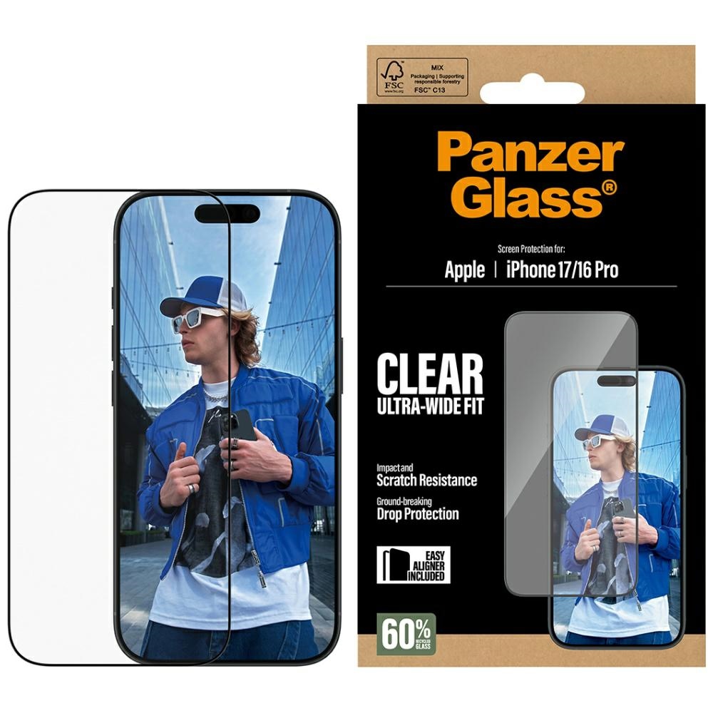 PanzerGlass Ultra-Wide Fit EasyAligner Karastatud klaas jaoks iPhone 17 / 16 Pro