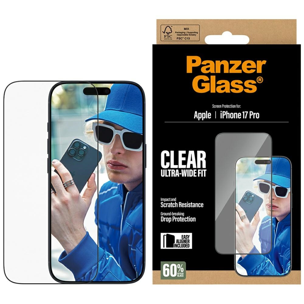 PanzerGlass Ultra-Wide Fit EasyAligner Karastatud klaas jaoks iPhone 17 Pro