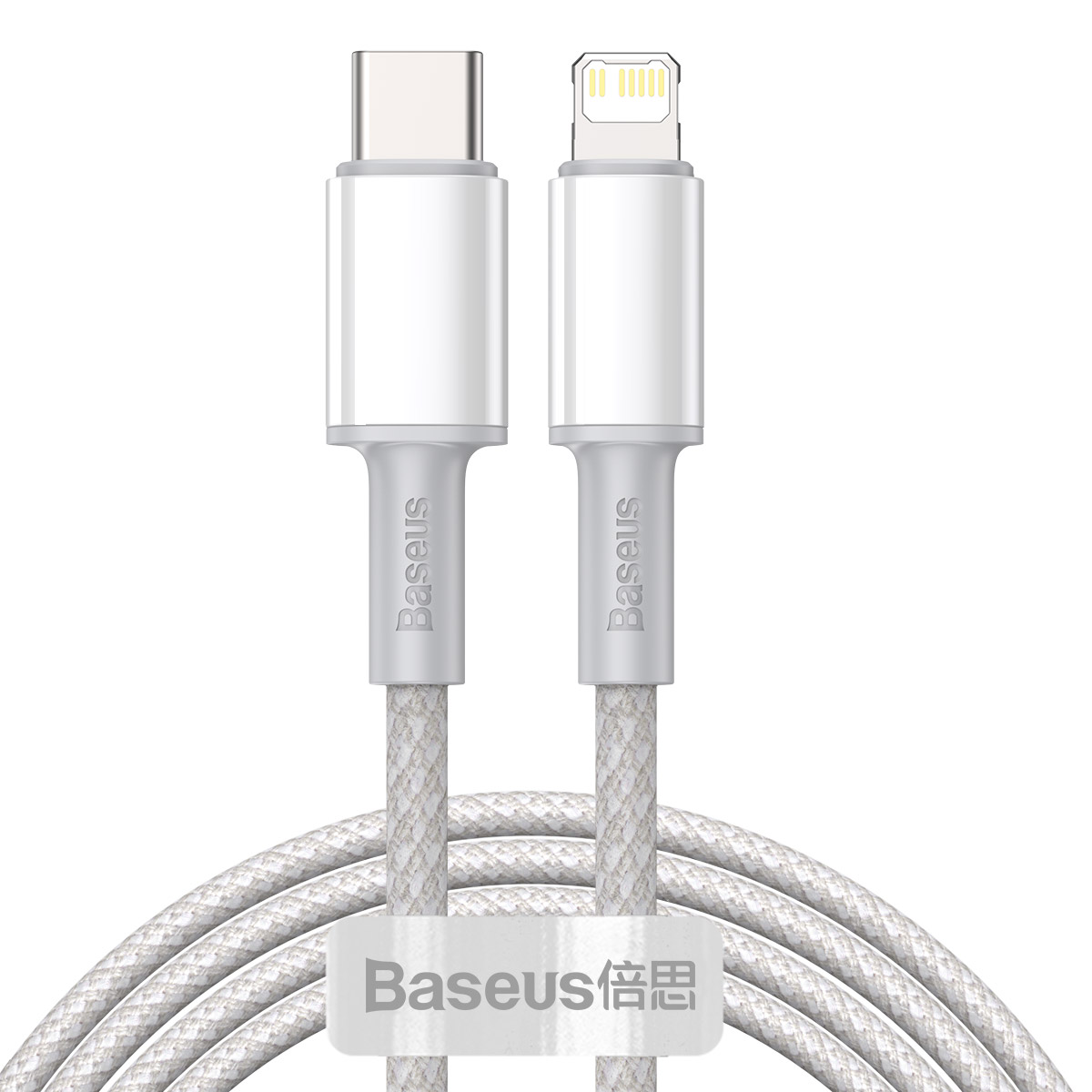 USB-C to Lightning Baseus High Density Braided Cable, 20W, PD, 2m (valge)