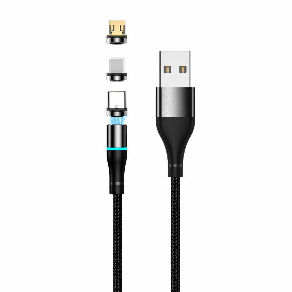 Setty USB магнитный кабель 1m 2A нейлон черный