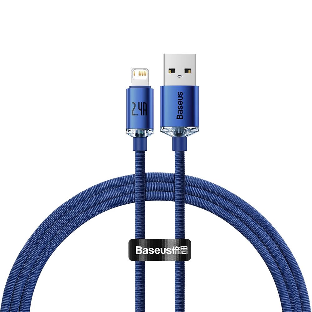 Baseus Crystal Shine cable USB to Lightning, 2.4A, 1.2m (sinine)