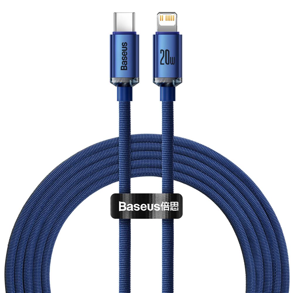 Кабель USB Baseus "Crystal Shine" синий Type-C / Lightning 200 см (до 20W)