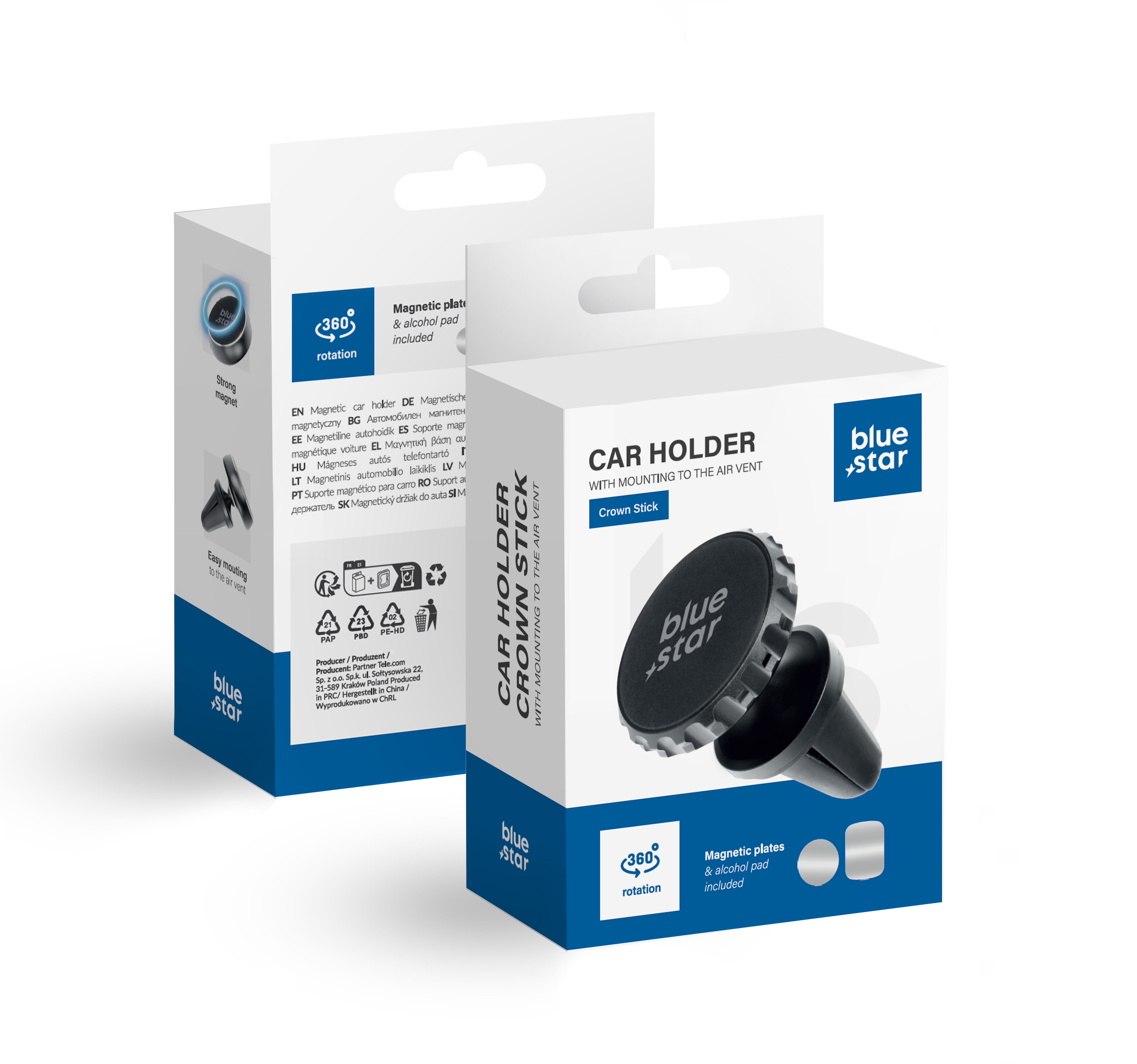 Magnetic car phone hoidja Sinine Star Crown air vent must