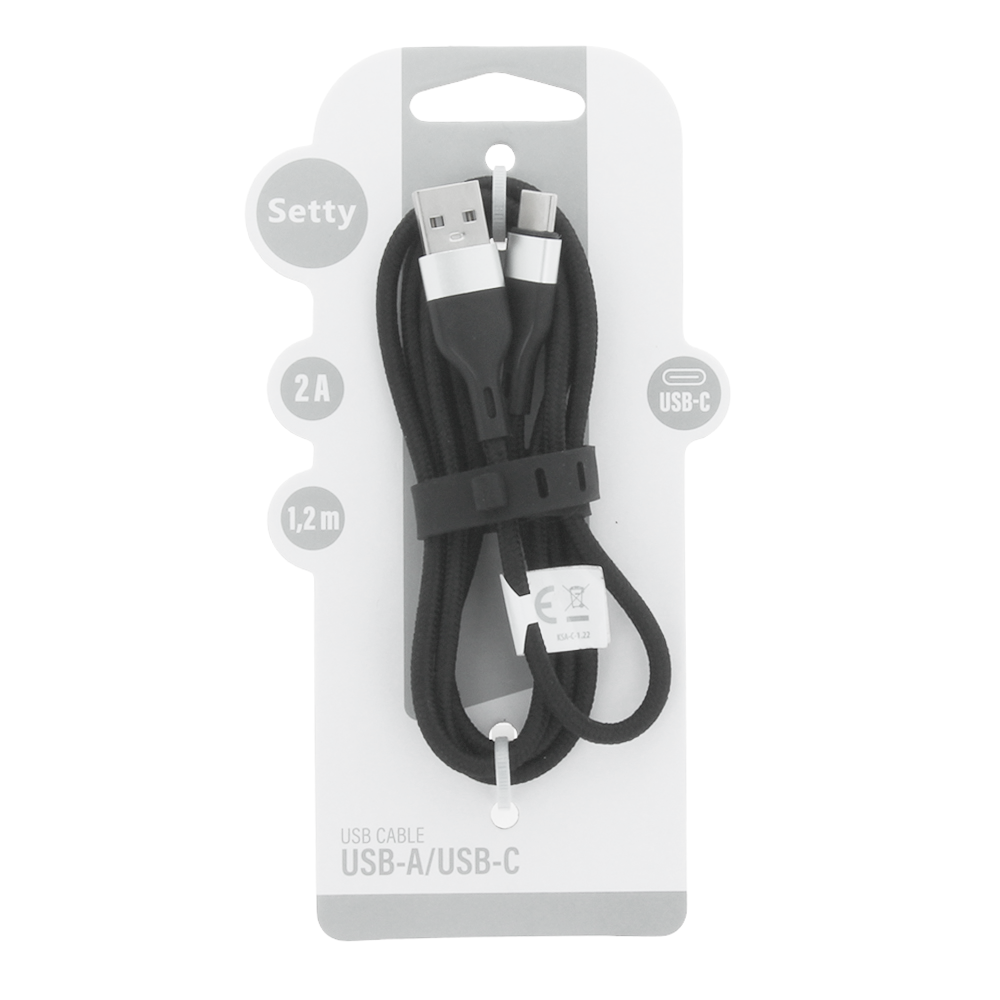 Setty кабель USB - USB-C 1,2 m 2A KNA-C-1.221 черный