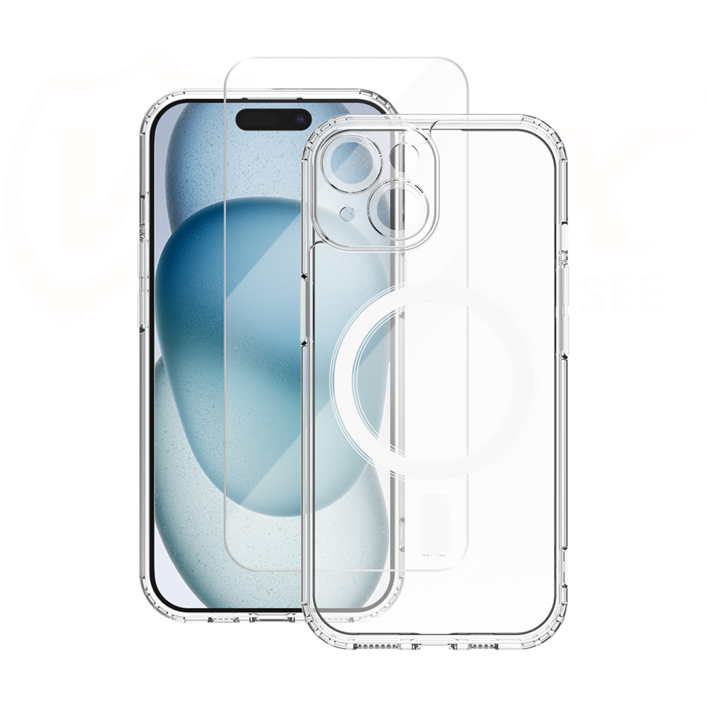 Vmax set Mag ümbris + glass 2,5D premium jaoks iPhone 15 Plus 6,7"