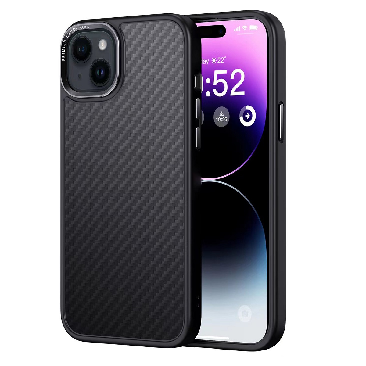 Comma ümbris Kevlar Mag jaoks iPhone 15 Plus must