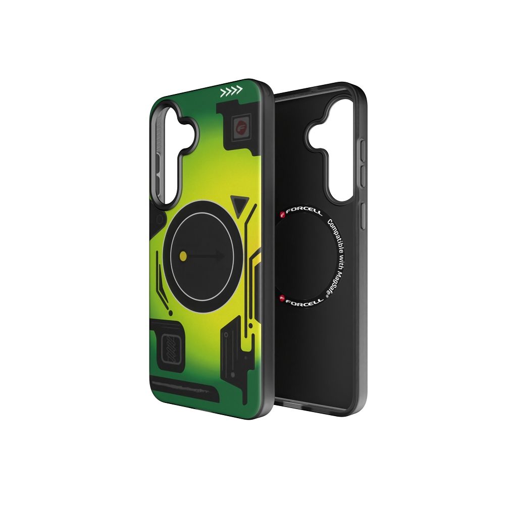 Ümbris jaoks Samsung S25 PLUS Forcell F-Protect Levels Dual Layer 4D technology compatible with Magsafe Military Drop-Test cyber roheline