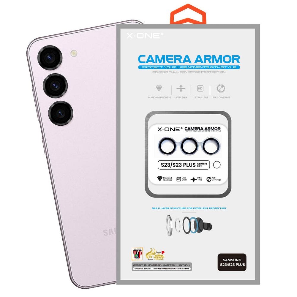 X-ONE Sapphire Camera Armor - jaoks Samsung Galaxy S23/S23 Plus - hõbedane