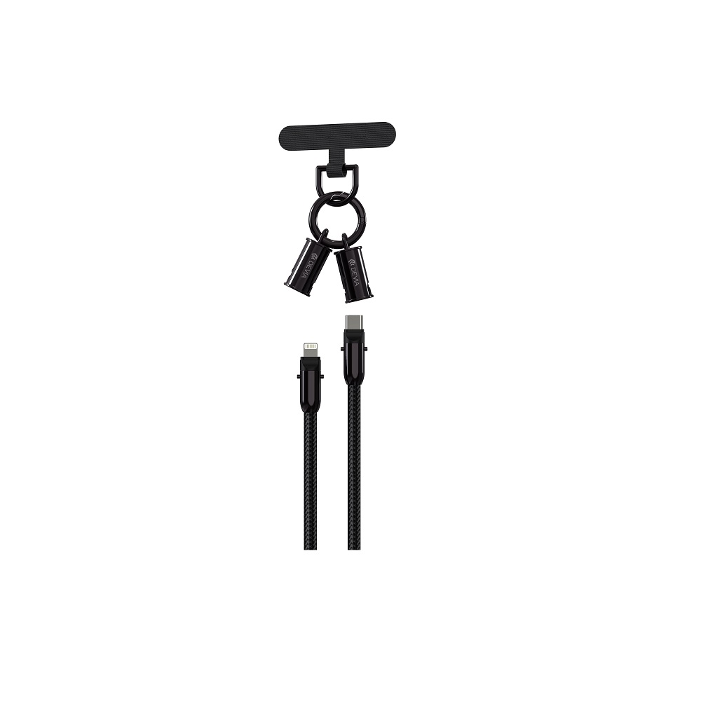 Devia кабель-шнурок 2in1 PD USB-C - Lightning 1,2 м 27W фиолетовый