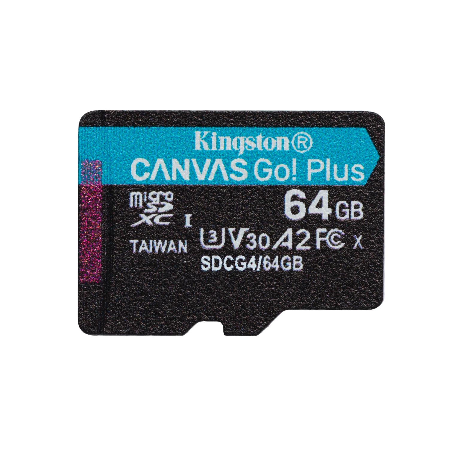 Kingston memory card 64GB microSDXC Canvas Go Plus Gen4 200MB/s A2 U3 V30