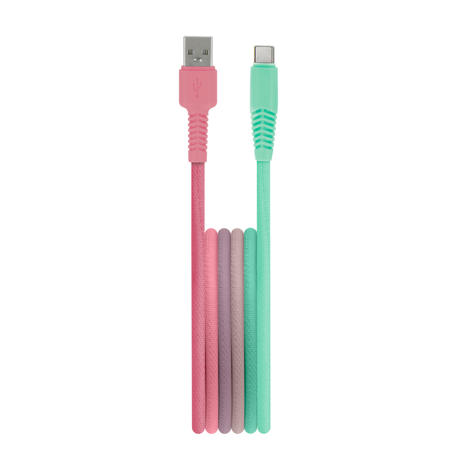 Setty кабель USB - USB-C 1,5 м 3A KGA-C-1.5320 бирюзово-розовый градиент