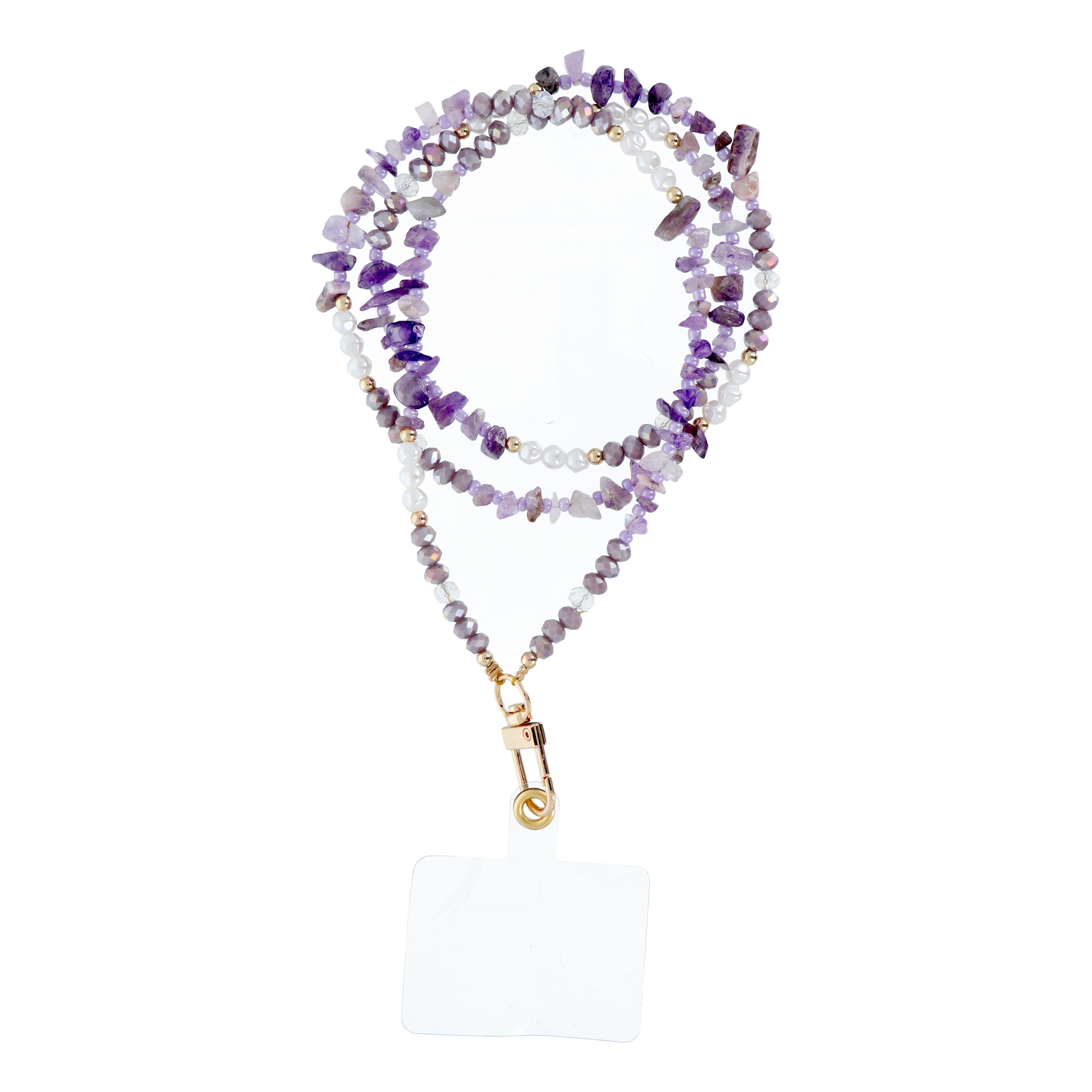STONE Phone lanyard, Phone pendant / cord length 82cm (41cm in the loop) / on neck - lilla