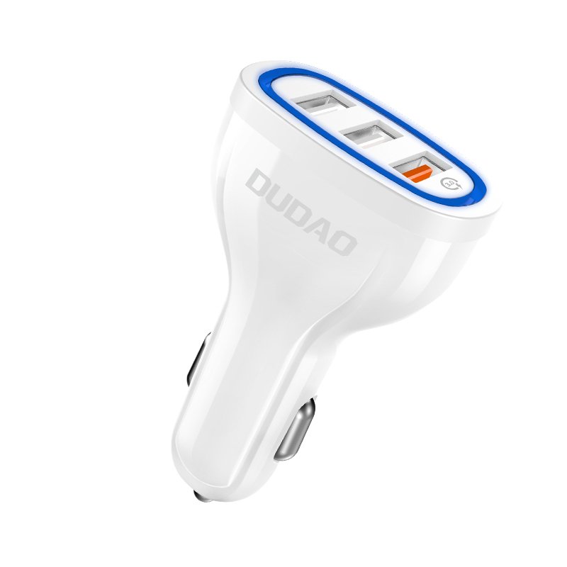 Dudao car laadija quick charge Quick Charge 3.0 QC3.0 2.4A 18W 3x USB valge (R7S valge)