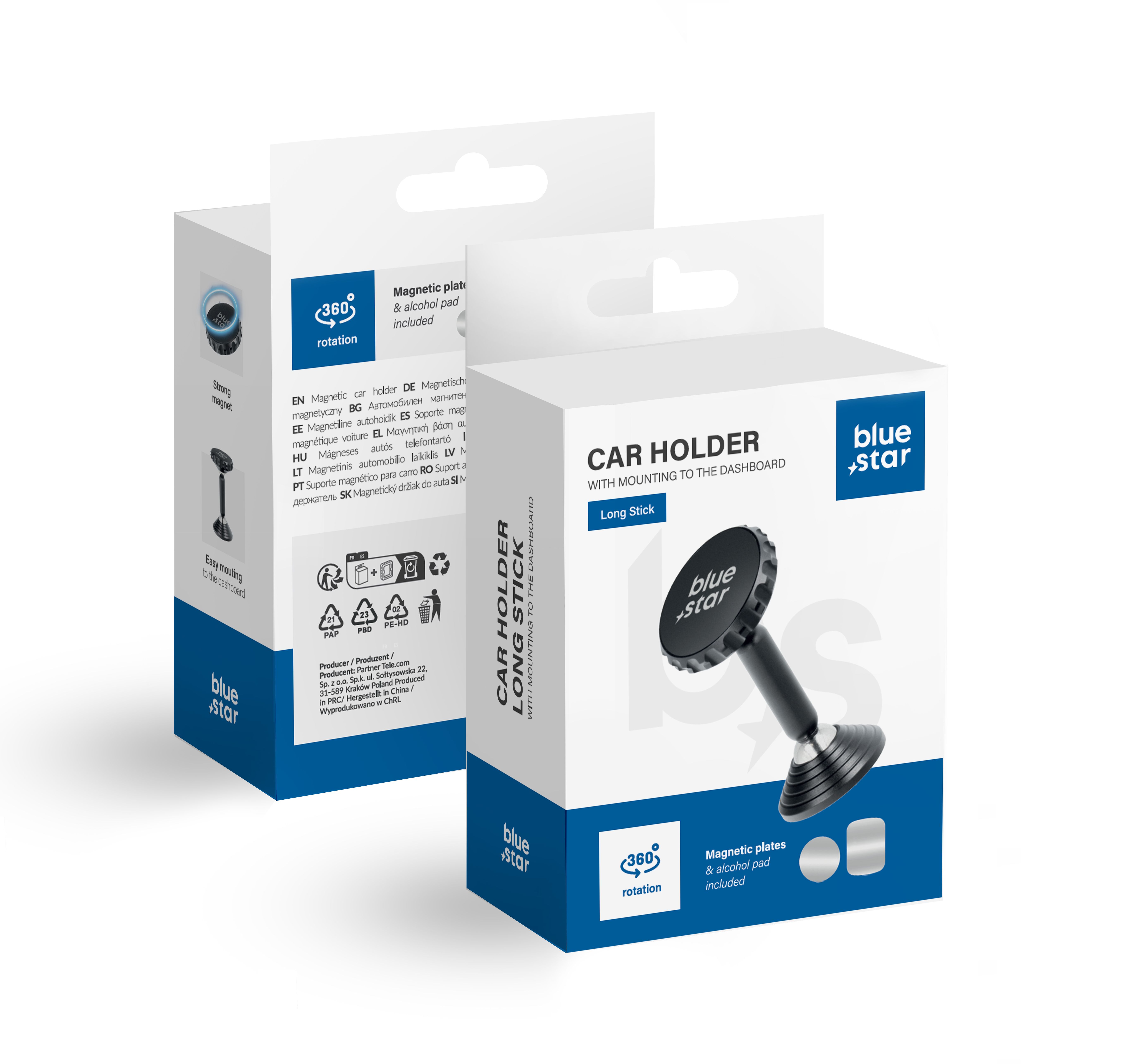 Magnetic car phone hoidja Sinine Star Long Stick dashboard must