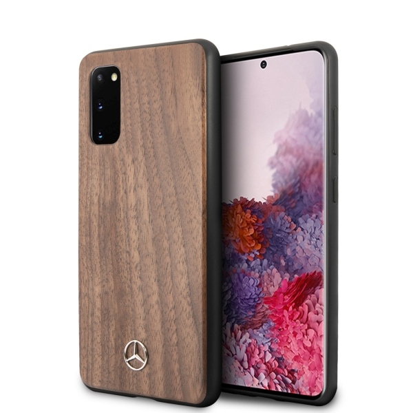 Mercedes Wood Line pähklipuust ümbris Samsung Galaxy S20 jaoks - pruun