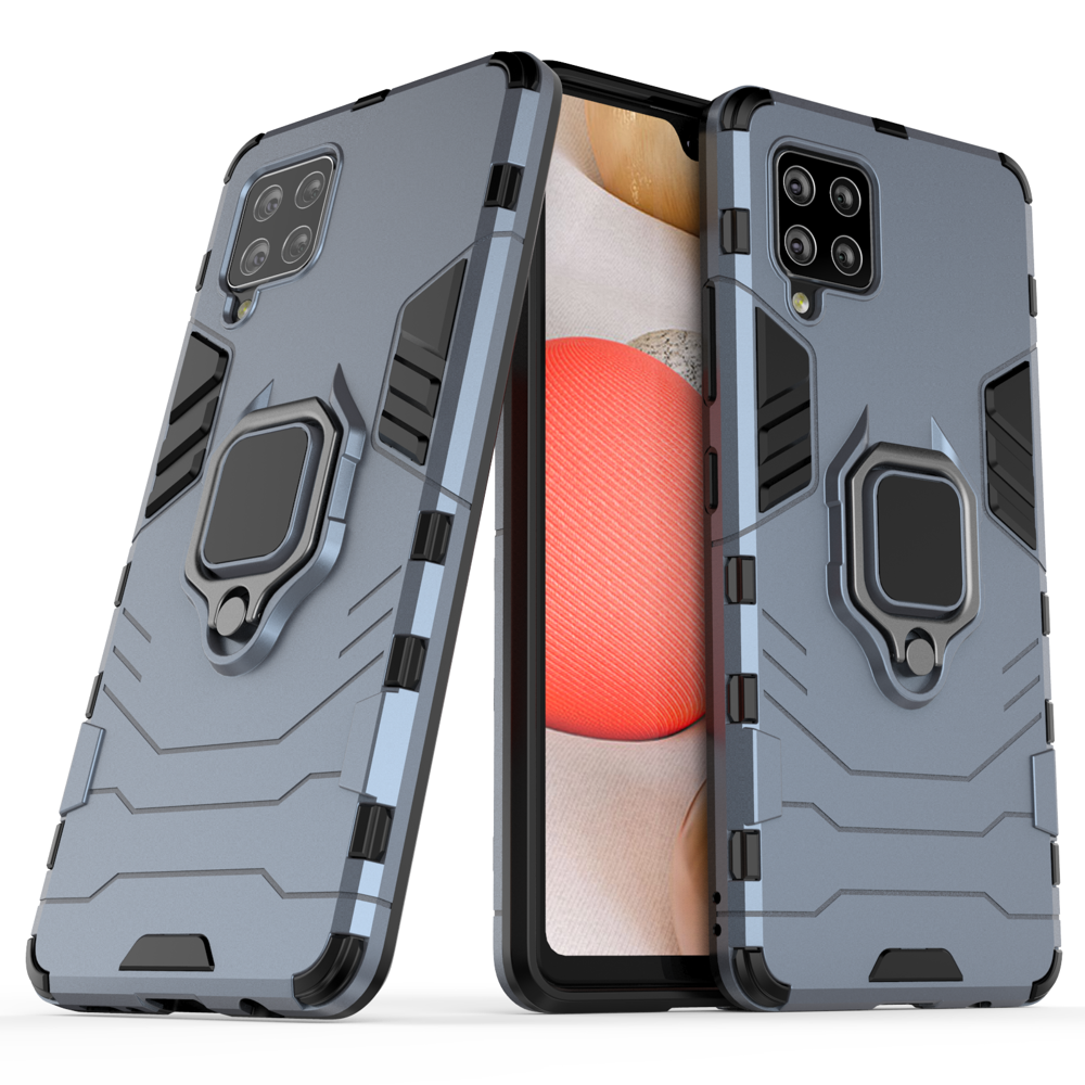 Ring Armor Case Kickstand Tough Rugged Cover for Samsung Galaxy A42 5G sinine