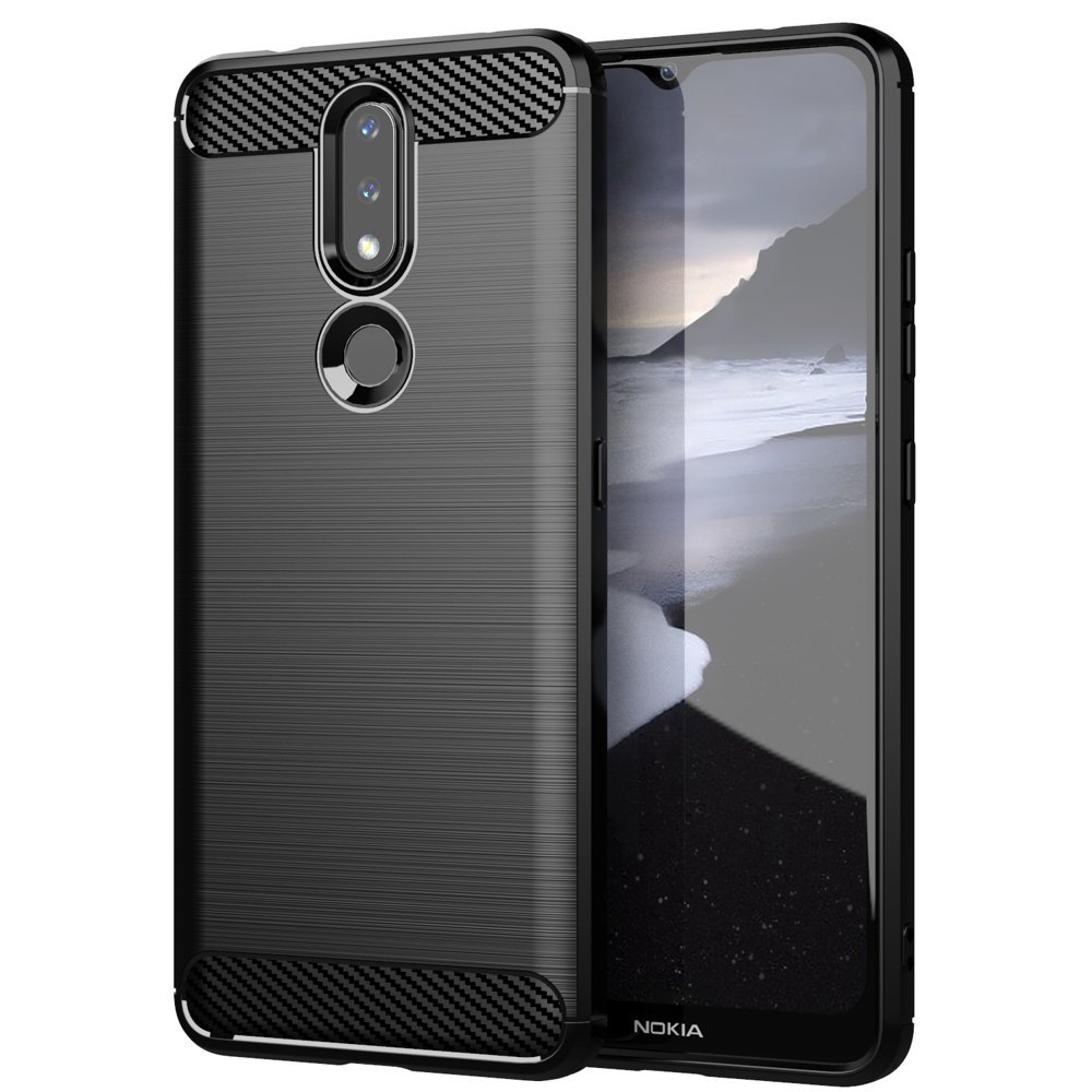 Carbon Case Paindlik kate TPU ümbris Nokia 2.4 musta värvi