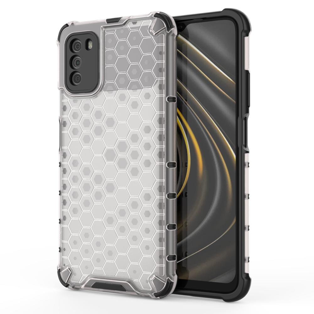Honeycomb Case kaitsekate TPU kaitserauaga Xiaomi Poco M3 läbipaistev