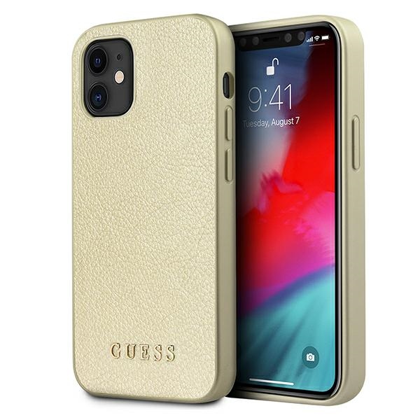 Guess GUHCP12SIGLGO iPhone 12 mini 5.4" kuldne/kuldne kõvakaaneline Iridescent