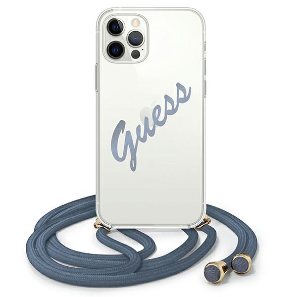 Guess GUHCP12MCRTVSBL iPhone 12/12 Pro 6.1" sinine/sinine kõvakott Script Vintage